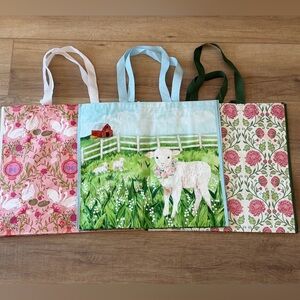 Spring print reusable tote bag bundle